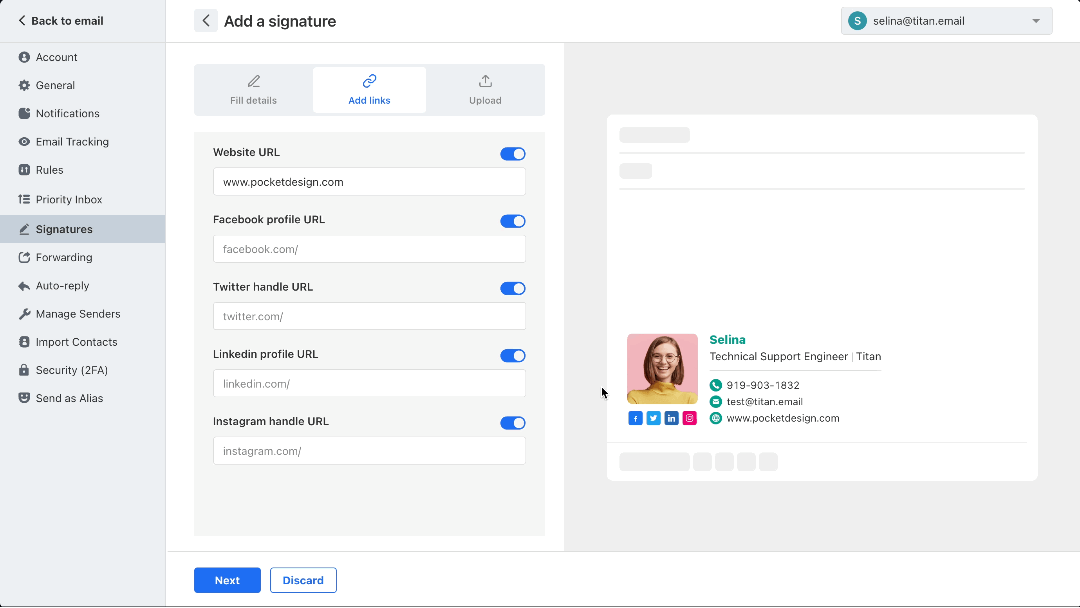 Creating and managing email signatures Titan Mail
