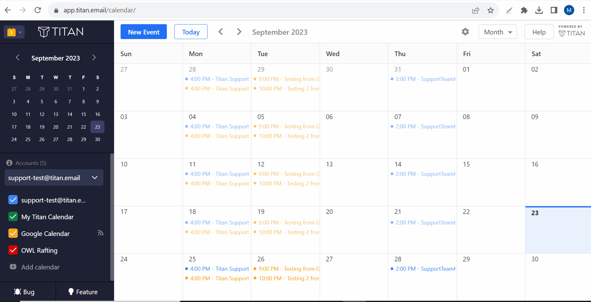 Change Calendar Views Titan Mail