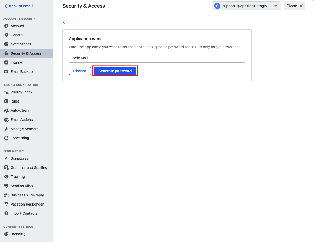Page asking for name of the application for which the application password is being generated