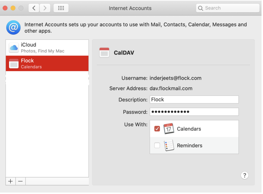 server path for caldav mac calendar