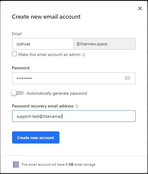 Create email account